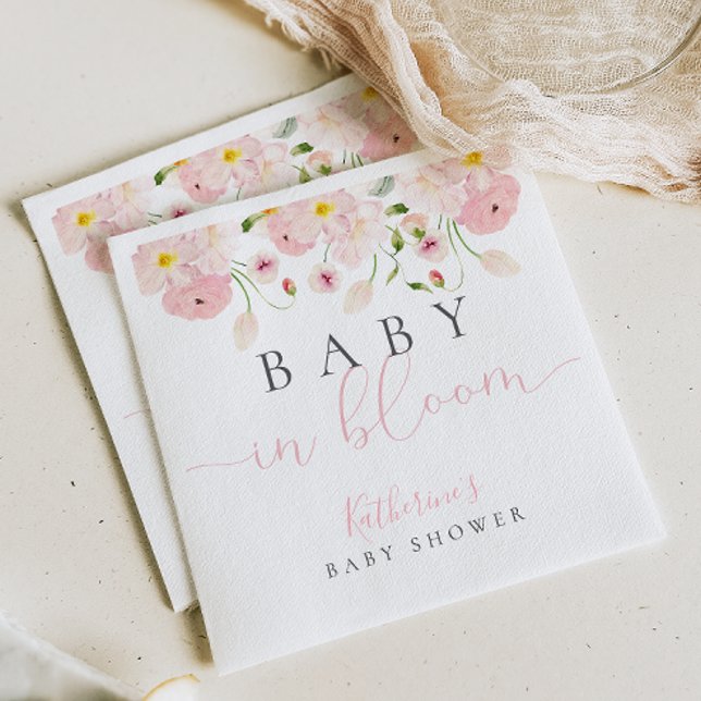 Baby In Bloom Pink Floral Baby Shower Napkins (Creator Uploaded)