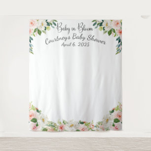 Baby in Bloom Pink Floral Baby Shower Tapestry