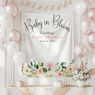 Baby in Bloom Pink Floral Baby Shower Tapestry