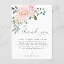 Baby in Bloom Pink Floral Baby Shower Thank You Postcard