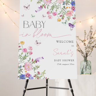 Baby in Bloom Pink Floral Baby Shower Welcome Foam Board