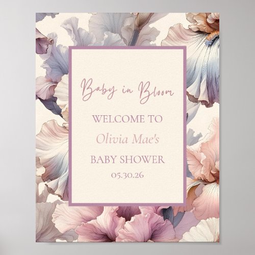 Baby in Bloom Pink Floral Baby Shower Welcome Sign