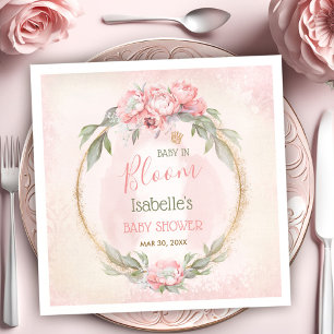 Baby In Bloom Pink Floral Elegant Girl Baby Shower Napkins