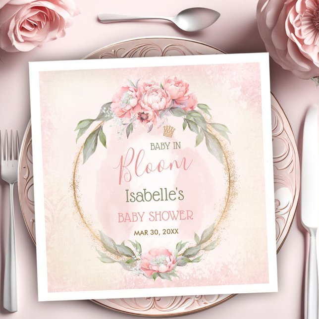 Baby In Bloom Pink Floral Elegant Girl Baby Shower Napkins (Baby In Bloom Pink Floral Elegant Girl Baby Shower Napkins)