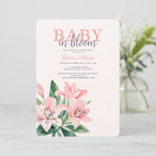Baby in Bloom Pink Floral Girl Baby Shower Invitation