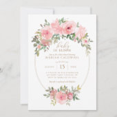 Baby in Bloom Pink Floral Greenery Baby Shower Invitation (Front)