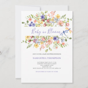 Baby In Bloom Pink Floral Shower Invitation