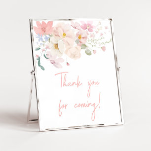 Baby in Bloom Pink Floral Thank you for Coming Poster