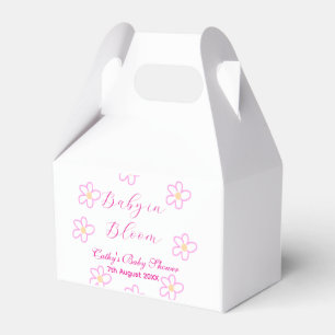 Baby in bloom pink flower baby shower simple elega favor boxes