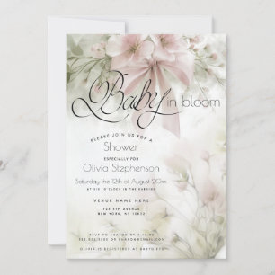 Baby in Bloom Pink Flowers Baby Shower Invitation