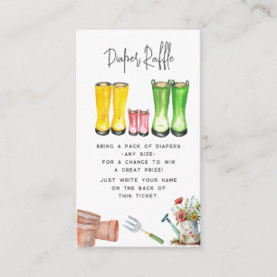 Baby In Bloom Pink Gardening Boots Diaper Raffle Enclosure Card