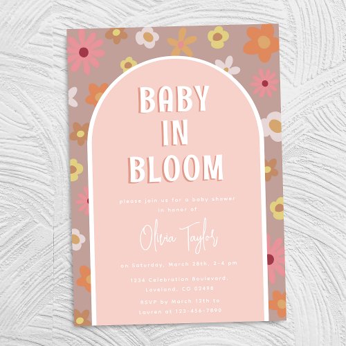 Baby in Bloom Pink Girl Baby Shower Invitation