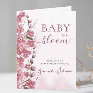 Baby in Bloom Pink Girl Floral Shower Invitation