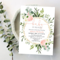 Baby in bloom pink gold greenery girl baby shower  invitation