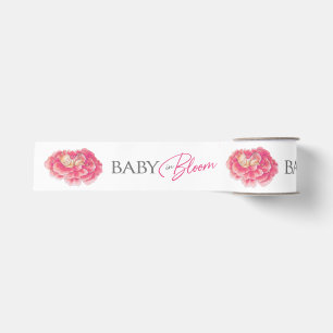 Baby in Bloom pink gray baby shower Grosgrain Ribbon