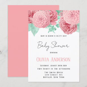 Baby in Bloom Pink Peony Baby Shower  Invitation