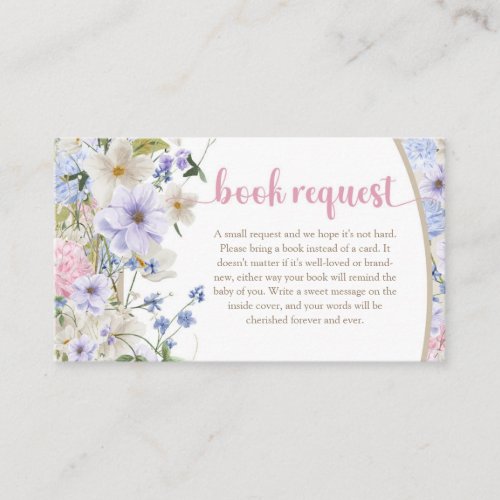 Baby in bloom pink purple boho arch book request enclosure card