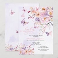 Baby in Bloom Pink Purple Butterflies Baby Shower