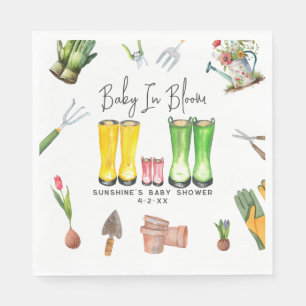 Baby In Bloom Pink Rain Boots Garden Baby Shower Napkins