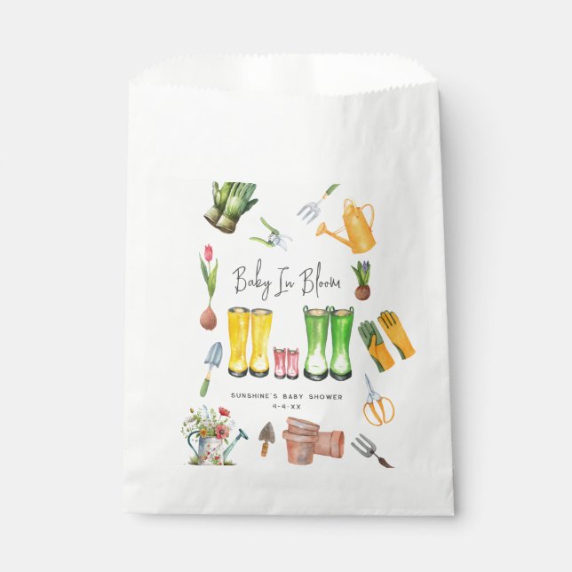 Baby In Bloom Pink Rain Boots Gardening Favor Bag (Front)