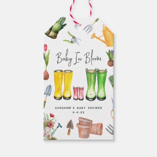 Baby In Bloom Pink Rain Boots Gardening Gift Tags