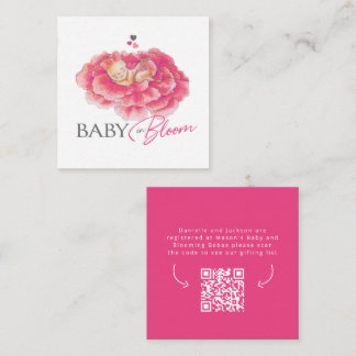 Baby in bloom pink registry baby shower card 