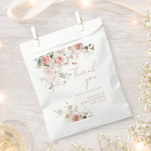 Baby in Bloom Pink Roses Floral Girl Baby Shower  Favor Bag