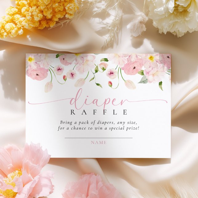 Baby In Bloom Pink Shower Diaper Raffle Enclosure Card (Creator Uploaded)