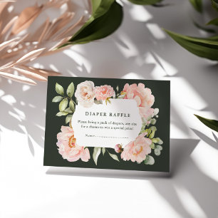 Baby in Bloom Pink Watercolor Baby Diaper Raffle Enclosure Card