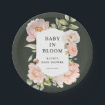 Baby in Bloom Pink Watercolor Floral Baby Shower Paper Plates<br><div class="desc">Looking for the perfect finishing touch for your baby shower - Look no further than our Baby in Bloom Watercolor Floral Baby Shower Paper Plates. With a stunning array of pink flowers, sage greenery, and eucalyptus set against a lush forest green background, these plates exude timeless elegance. Complete your event...</div>