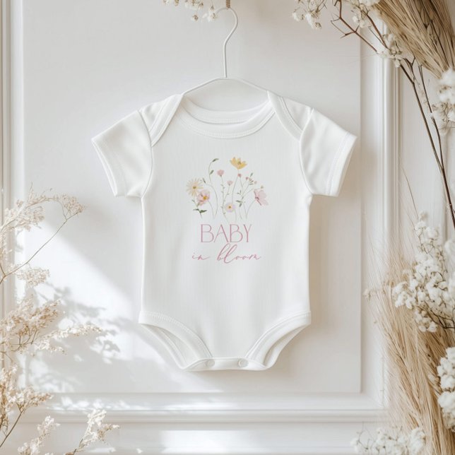 Baby in Bloom Pink Wildflowers floral Baby Bodysuit (Creator Uploaded)
