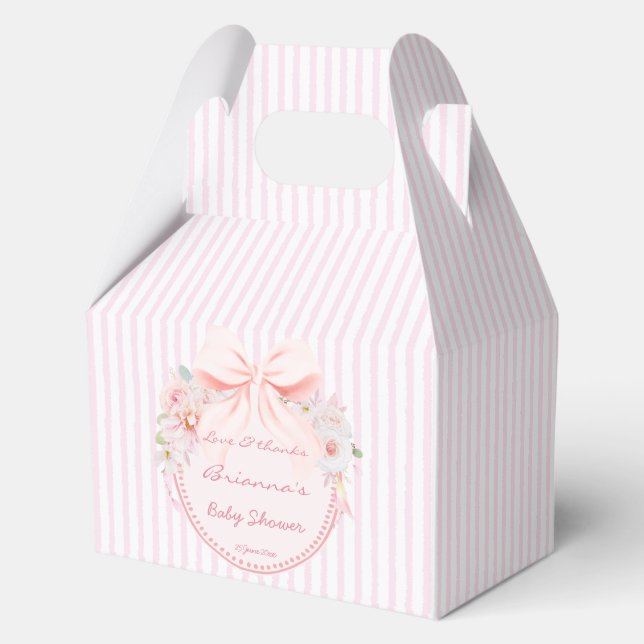 Baby in bloom preppy bow baby shower custom favor boxes (Front)
