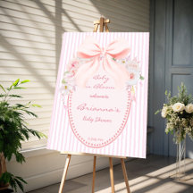 Baby in bloom preppy bow baby shower welcome sign