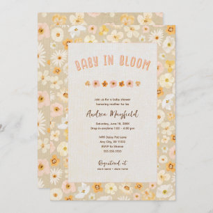 Baby in Bloom pressed flowers baby shower Invitation