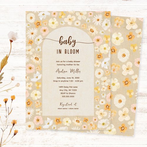 Baby in Bloom pressed flowers Invitation