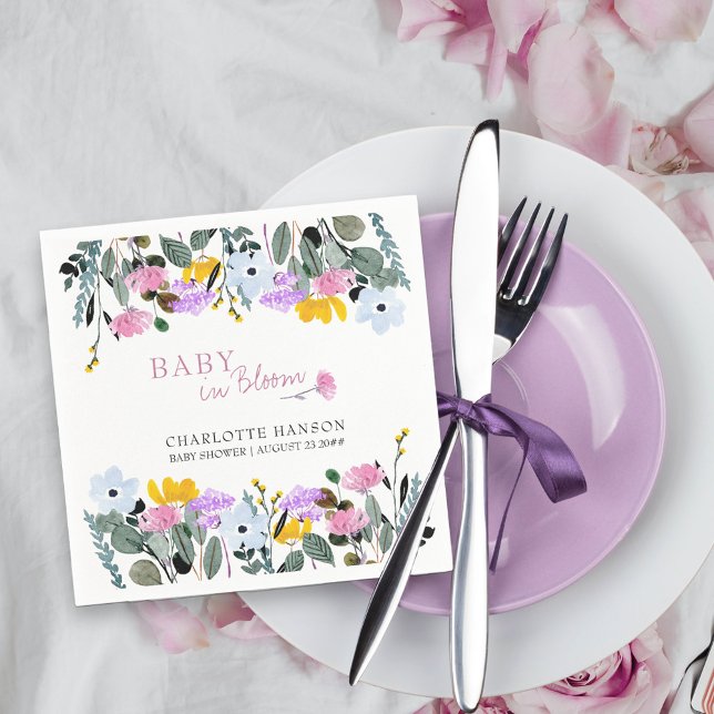 Baby in Bloom Pretty Wildflower Lawn Napkins (Baby in Bloom baby shower napkins from my Wildflower Lawn Collection.)