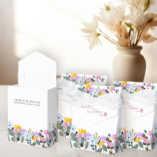 Baby in Bloom Pretty Wildflower Lawn White Favor Boxes