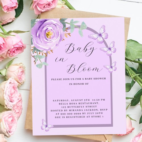 Baby in Bloom purple butterfly arch Baby Shower