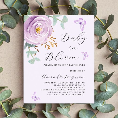 Baby in Bloom purple rose butterfly Baby Shower