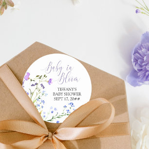 Baby in Bloom Purple Wildflower Baby Shower Classic Round Sticker