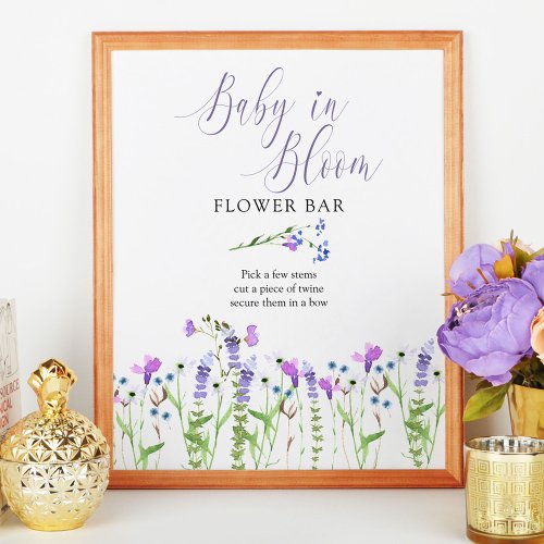 Baby in Bloom Purple Wildflower Flower Bar Poster