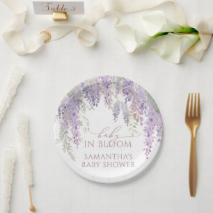 Baby in Bloom Purple Wisteria Baby Shower Paper Plates