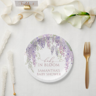 Baby in Bloom Purple Wisteria Baby Shower Paper Plates