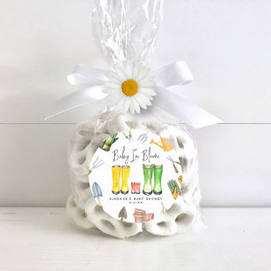 Baby In Bloom Red Rain Boots Gardening Baby Shower Classic Round Sticker