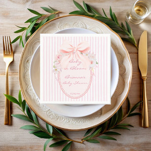 Baby in bloom retro preppy bow baby shower napkins