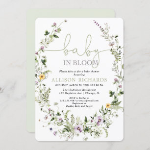 Baby in Bloom romantic wildflowers baby shower Invitation
