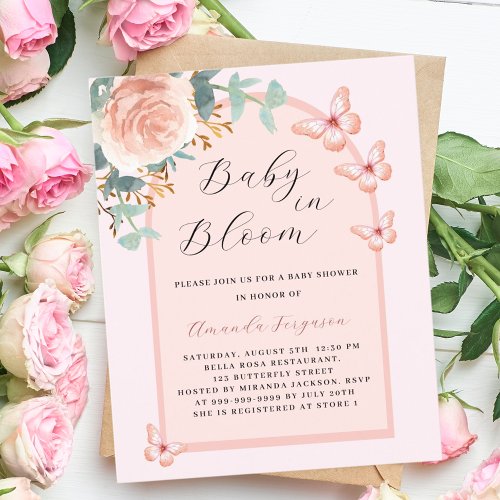 Baby in Bloom rose butterfly arch Baby Shower