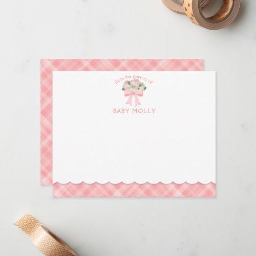Baby in Bloom Roses  Ribbon Bouquet New Baby Girl Note Card