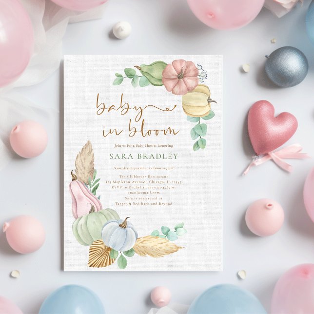 baby in bloom Rustic autumn boho Pumpkin baby show Invitation (Creator Uploaded)