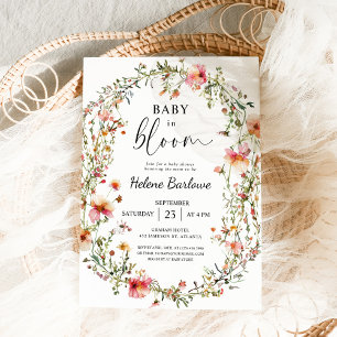 Baby In Bloom Rustic Boho Wildflower Baby Shower Invitation